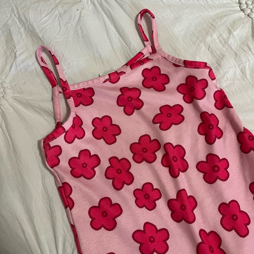 Pink floral one piece summer outfit